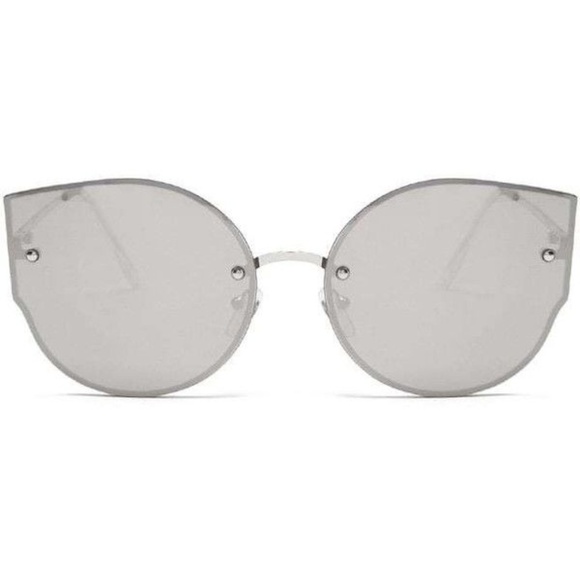 Silver Rimless Cat-Eye Sunglasses - Picture 1 of 2